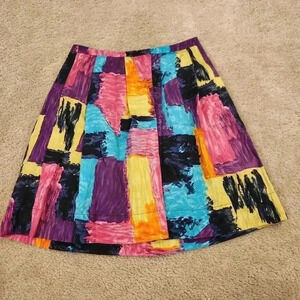 Trina Turk Bold Colorful Pleated Silk A Line Mini Skirt Size 4 28" Waist